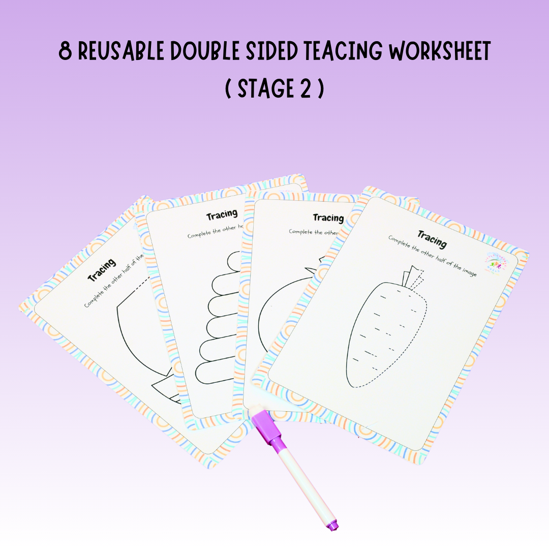 Reusable Double Sided Tracing Worksheet ( Stage 2 ) - Little Learners World